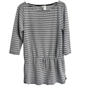ANNE COLE SIGNATURE CASUAL BLACK WHITE MINI DRESS OR COVER UP SIZE MEDIUM